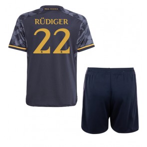 Real Madrid Antonio Rudiger #22 Replika Babytøj Udebanesæt Børn 2023-24 Kortærmet (+ Korte bukser)